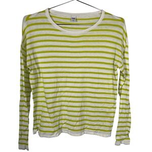 Nautical Lime Green Striped Sweater Twik par Simons Crew Neck Knit Medium